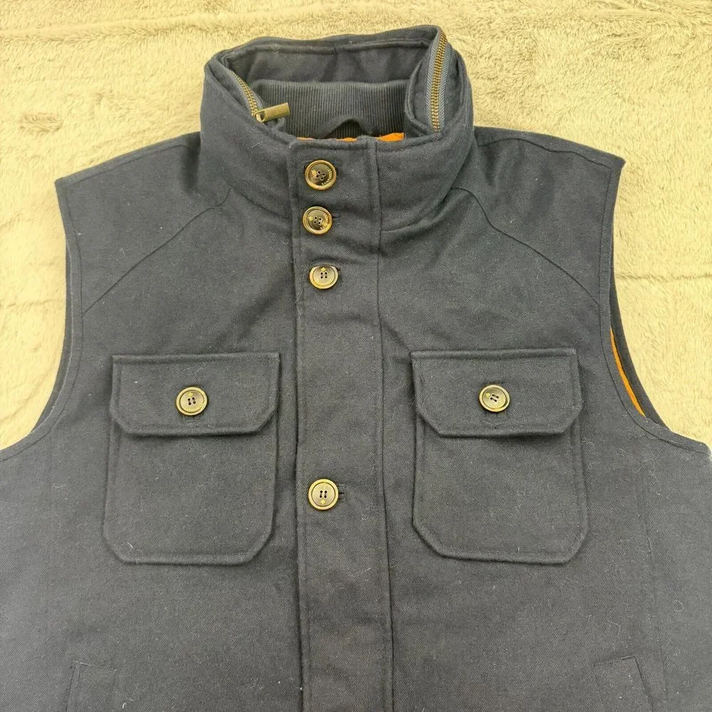 Rainforest Vest Mens L Navy Down Quilted Lined Membrane System Button Full Zip - Picture 2 of 11